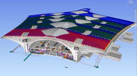 Terminal BIM — roof zones and MEP/structure cutaway